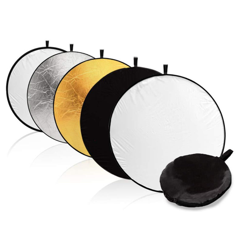 LimoStudio 32" 5-in-1 Photography Studio Collapsible Multi Photo Disc Reflector, 5 Colors White, Black, Silver, Gold, Translucent for Photo Video Studio, AGG2915 32 Inch