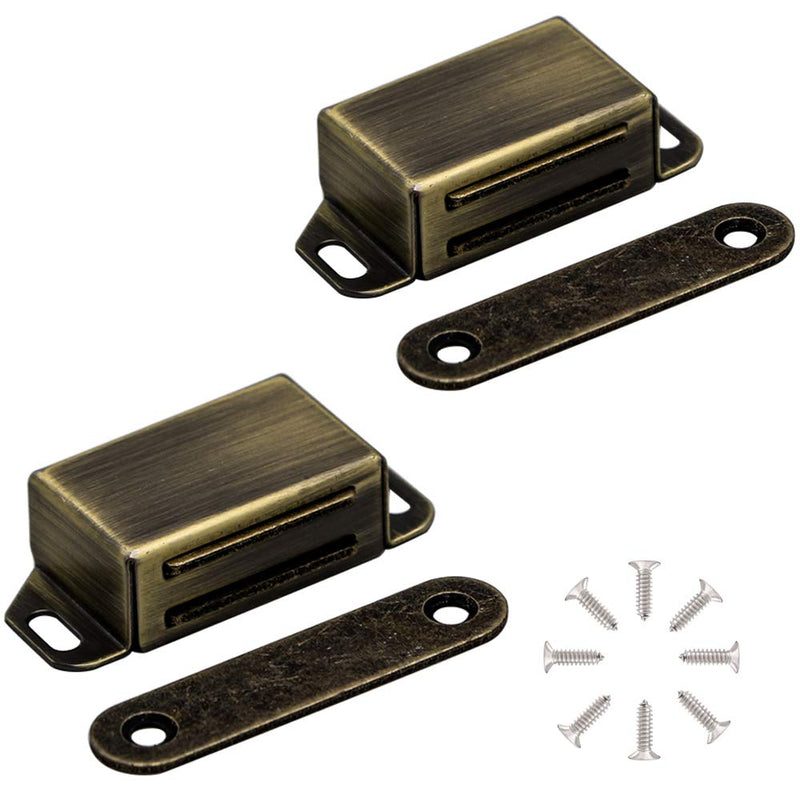 Magnetic Door Catch, Heavy Duty Magnet Latch Cabinet Catches for Cabinets Shutter Closet Furniture Door, Stainless Steel 20 lbs Bronze (2 Pack) 2pcs