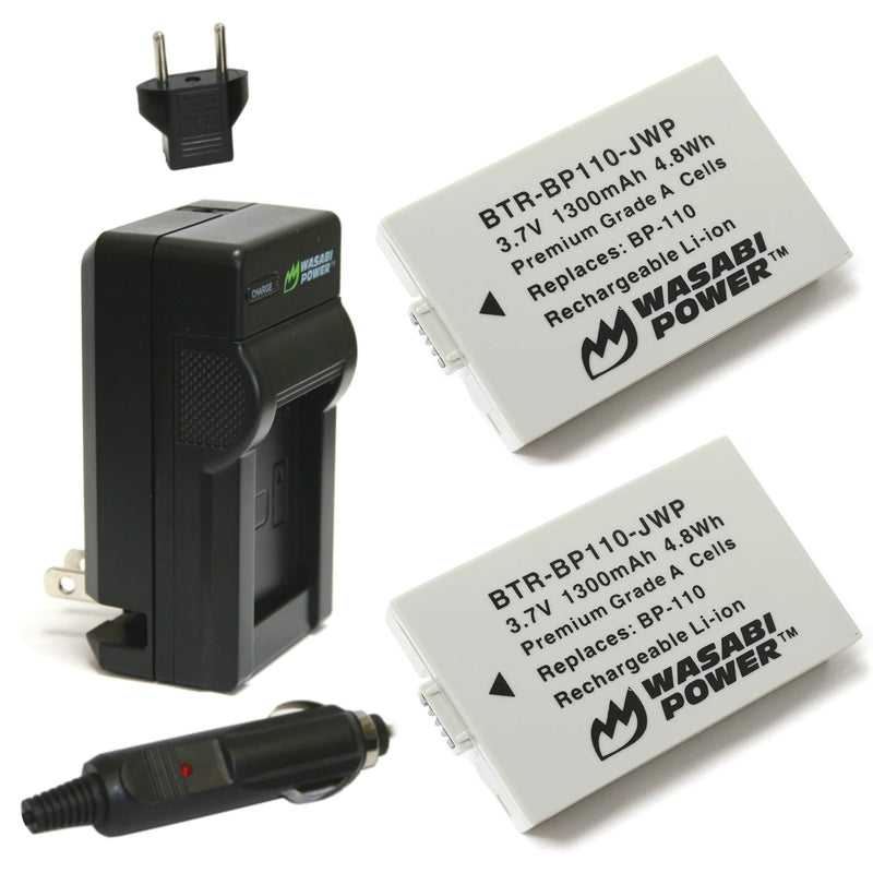 Wasabi Power Battery (2-Pack) and Charger for Canon BP-110 (Fully Decoded) and Legria HF R26, Legria HF R28, Legria HF R206, Vixia HF R20, Vixia HF R21, Vixia HF R200
