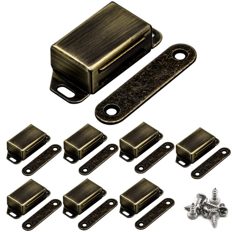 8 Pack Magnetic Cabinet Door Catch- Stainless Steel Closet Catches with Strong Magnetic- Furniture Latch 20 lbs (Bronze) 8pcs