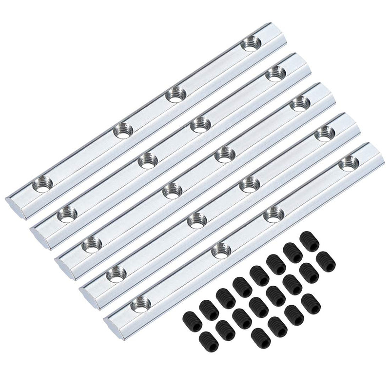 uxcell Straight Line Connector, 3.9 Inch Joint Bracket with Screws for 2020 Series T Slot 6mm Aluminum Extrusion Profile, 5 Pcs