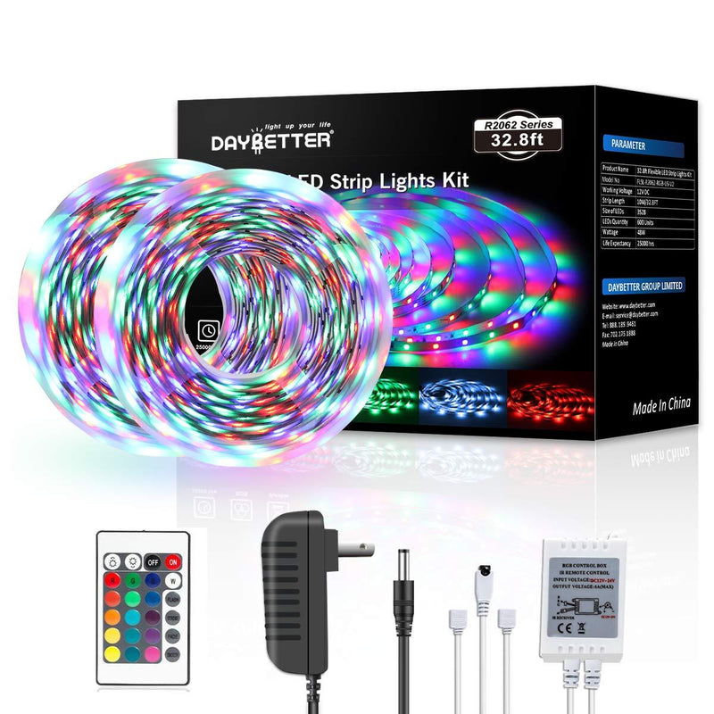 [AUSTRALIA] - Daybetter 3528 Led Strip Lights Color Changing with 24 Key Remote and Power Supply( 2 Rolls of 16.4ft ) 