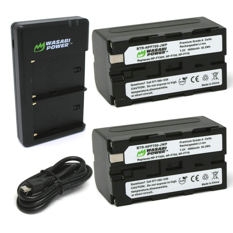 Wasabi Power Battery (2-Pack) and Dual Charger for Sony NP-F730, NP-F750, NP-F760, NP-F770 (L Series)