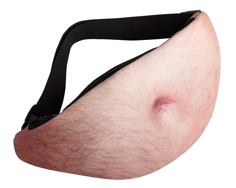 Waist Pocket Fake Belly Pack Gag Gifts Funny Beer Belly Sports Storage Bag with Adjustable Belt,PU