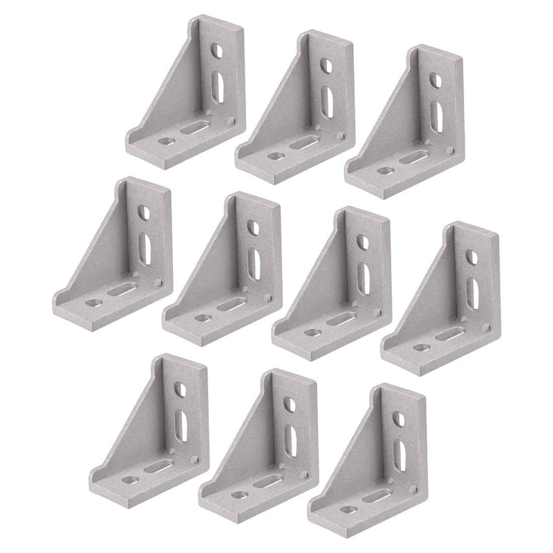 uxcell Inside Corner Bracket Gusset, 60mm x 60mm for 3030 Series Aluminum Extrusion Profile, 10 Pcs (Silver)