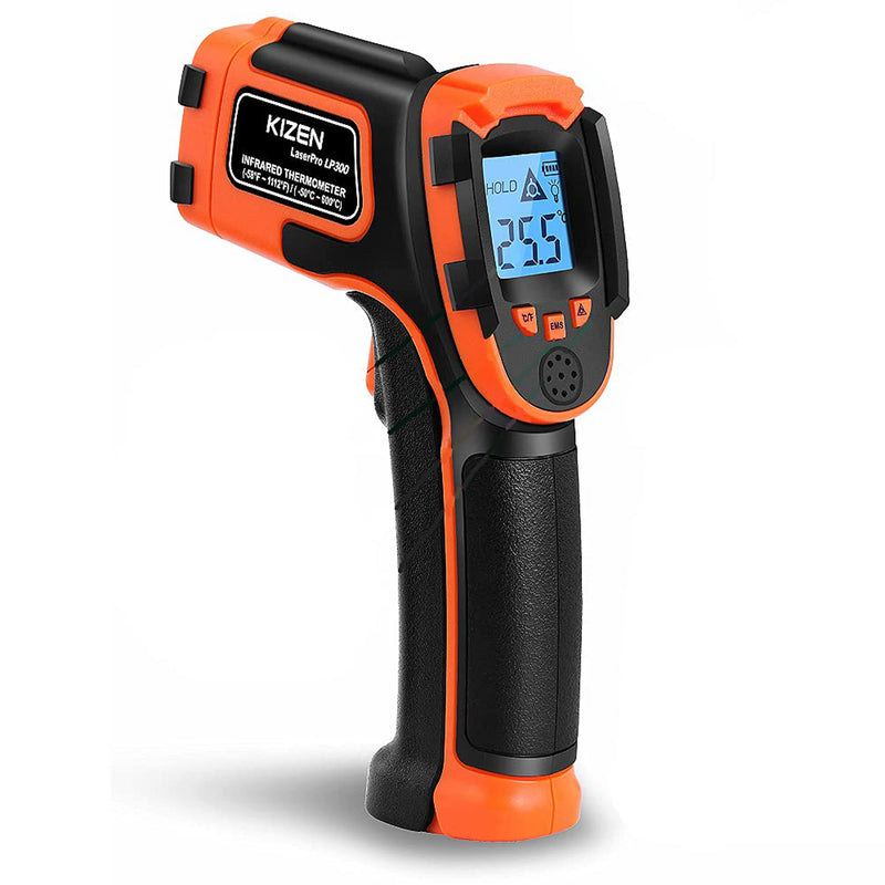 KIZEN Infrared Thermometer Gun (LaserPro LP300) - Handheld Heat Temperature Gun for Cooking, Pizza Oven, Grill & Engine - Laser Surface Temp Reader -58F to 1112F - NOT for Humans Orange