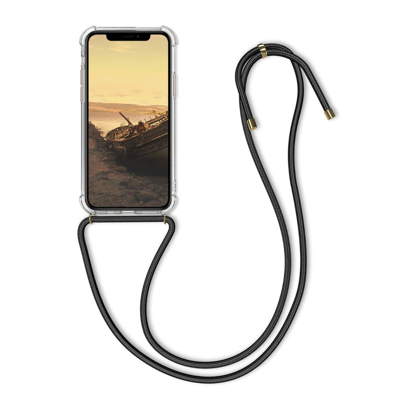 kwmobile Crossbody Case Compatible with Apple iPhone 11 Pro - Case Clear TPU Phone Cover w/Lanyard Cord Strap - Transparent/Black transparent / black