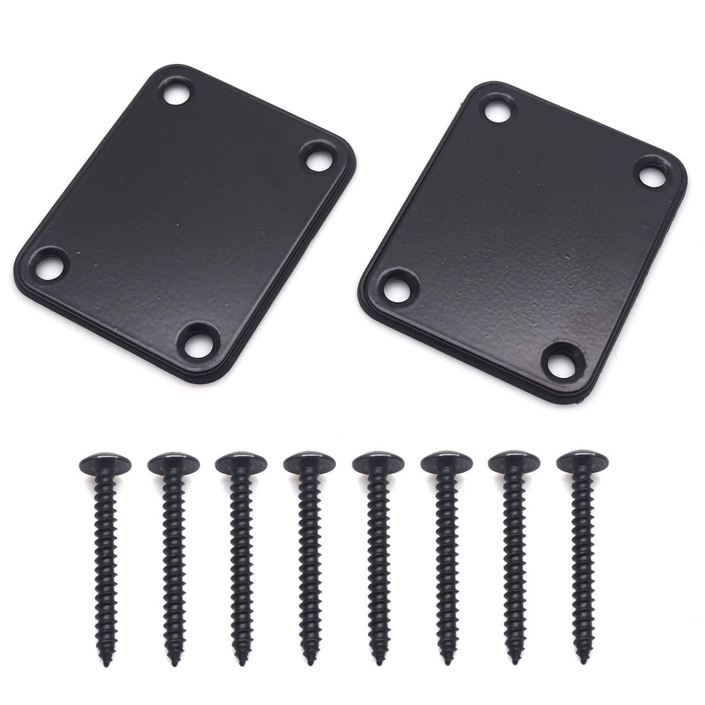 FarBoat 2Pcs Neck Plates Mounting Plate with Screws for Electric Guitars ST Guitars(Black) black