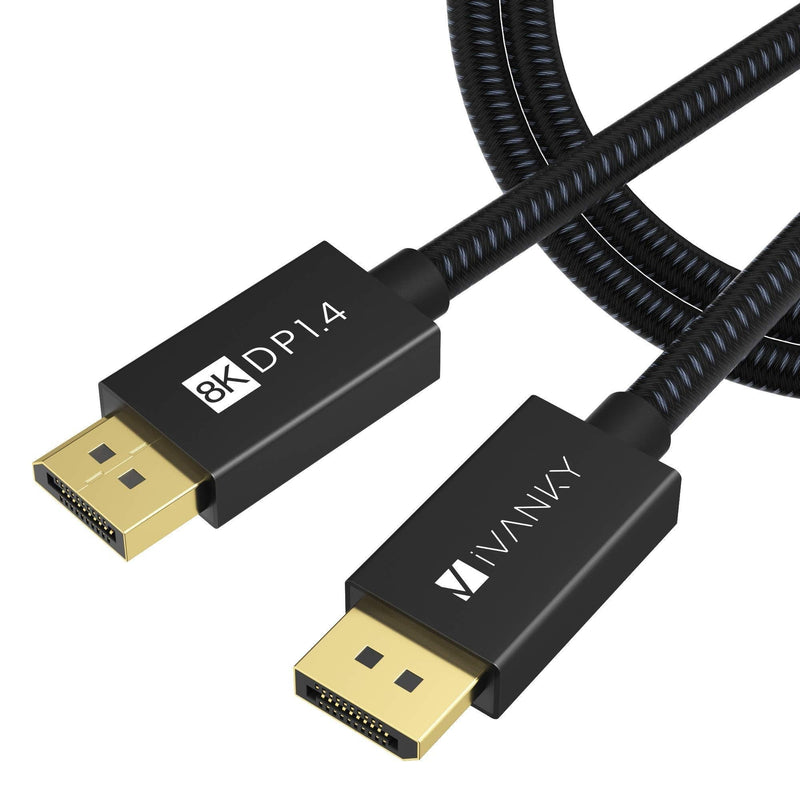 DisplayPort Cable 1.4, iVANKY 8K DP Cable 6.6ft [8K@60Hz, 4K@144Hz, 1080P@240Hz], Support HBR3, 32.4Gbps, HDCP 2.2, HDR, Compatible for Gaming Monitor, TV, PC, Laptop and More 6.6 Feet