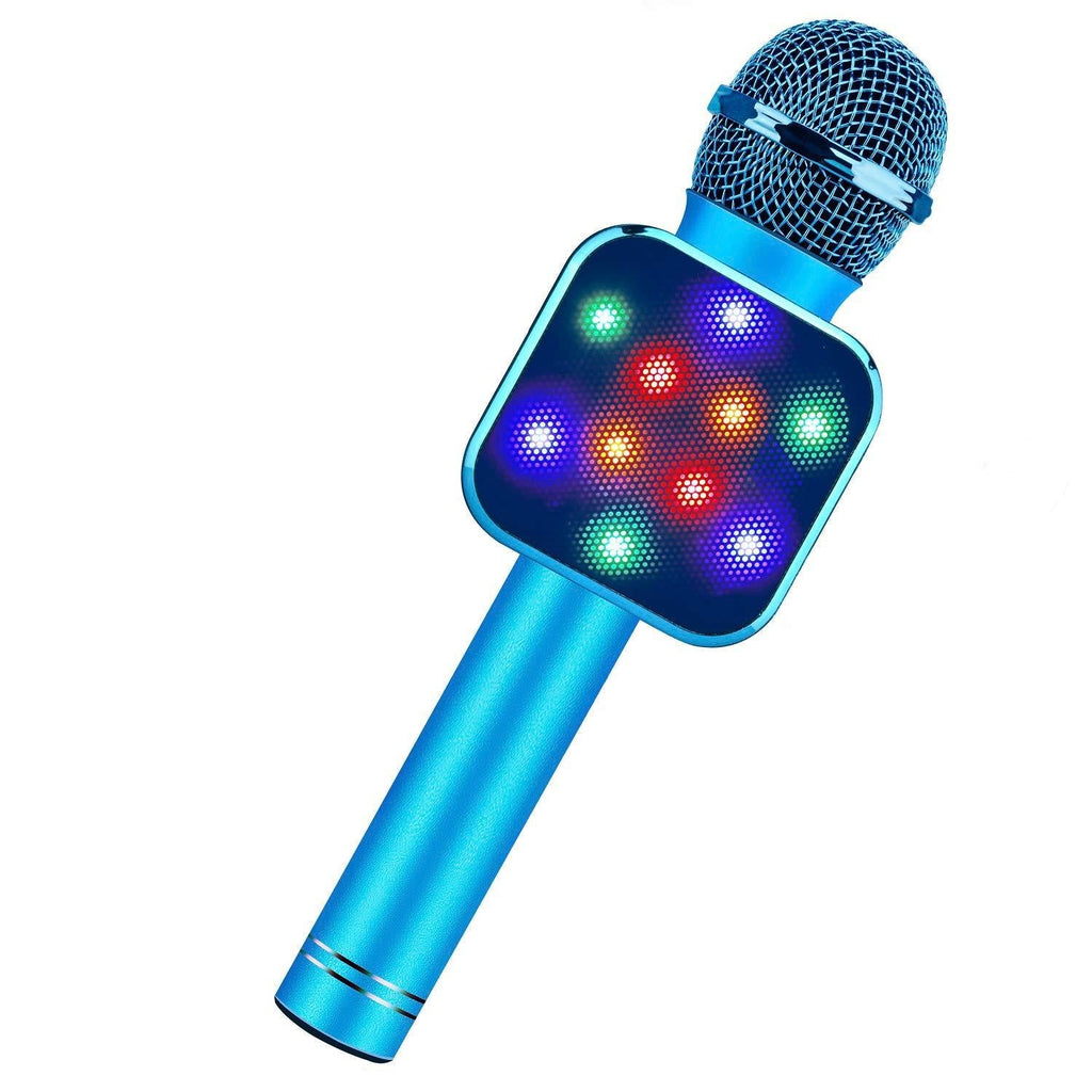 [AUSTRALIA] - ShinePick Kids Microphone, Handheld Wireless Bluetooth Karaoke Microphone with LED Lights, Best Gifts Toys for Girls Boys Adults (Blue) Blue 