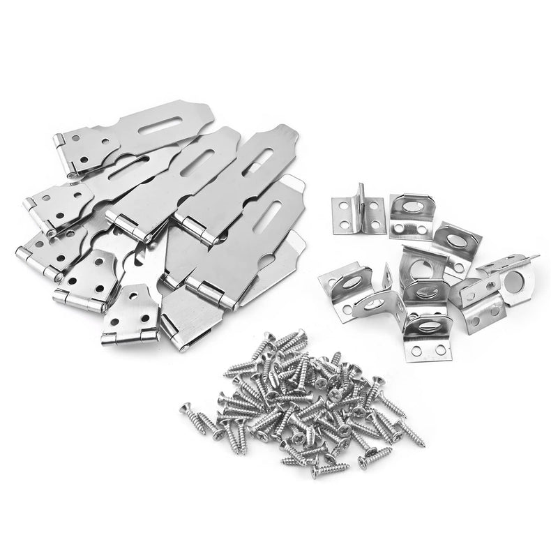 MroMax Hasp Staple Padlock Latch,94mm Length,Stainless Steel Furniture Cupboard Door Stainless Steel Silver Tone 10pcs