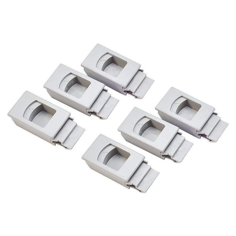 MroMax Plastic Slide Latch Window Door Inside Pull Rectangular 61mm Length Grey 6pcs