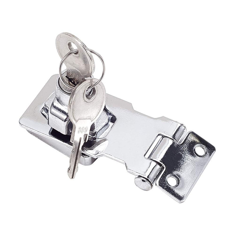 MroMax Keyed Hasp Lock 3.07 x 1.38inch Twist Knob Keyed Locking Hasp Latch Lock for Doors Cabinets Zinc Alloy Silver Tone 1Pcs 2.5 inches