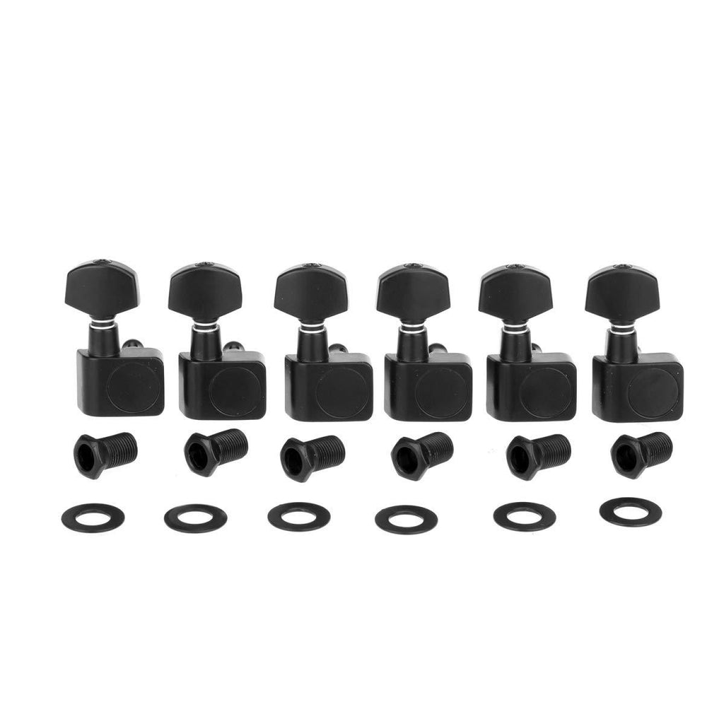 Musiclily Pro 6-in-line 2-pins Sealed Guitar Tuners Machine Head Tuning Pegs Set for Fender Strat/Tele, Black