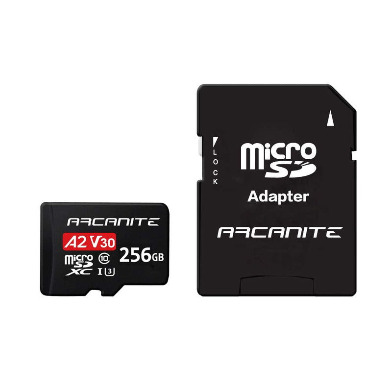 ARCANITE 256GB microSDXC Memory Card with Adapter - A2, UHS-I U3, V30, 4K, C10, Micro SD, Optimal Read speeds up to 95 MB/s A2 Premium Speed