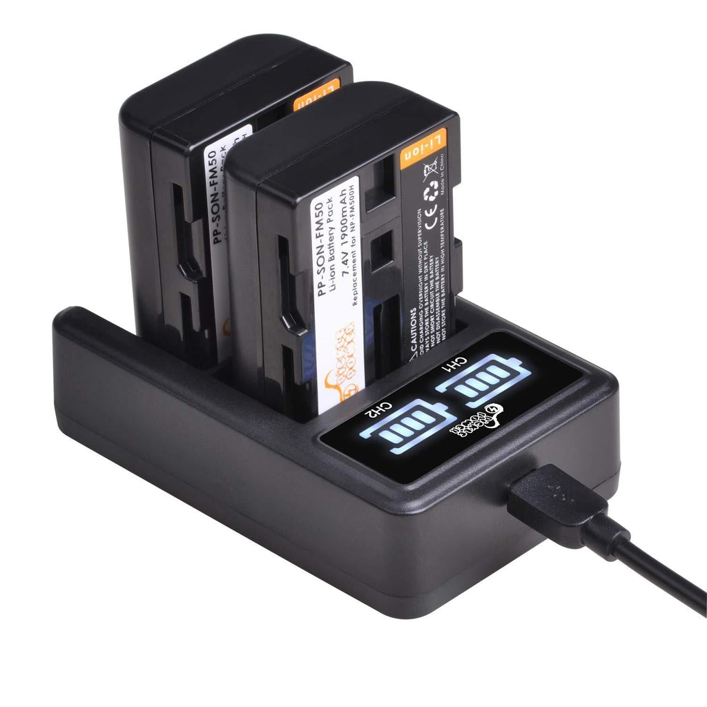 Pickle Power NP-FM50 Battery and Charger Set Replacement for Sony NP-FM30 NP-FM51 NP-QM50 NP-QM51 NP-FM55H Battery and Sony M Type NP-FM50 Equivalent Camcorder/Digital Camera 2 battery+ 1 Charger