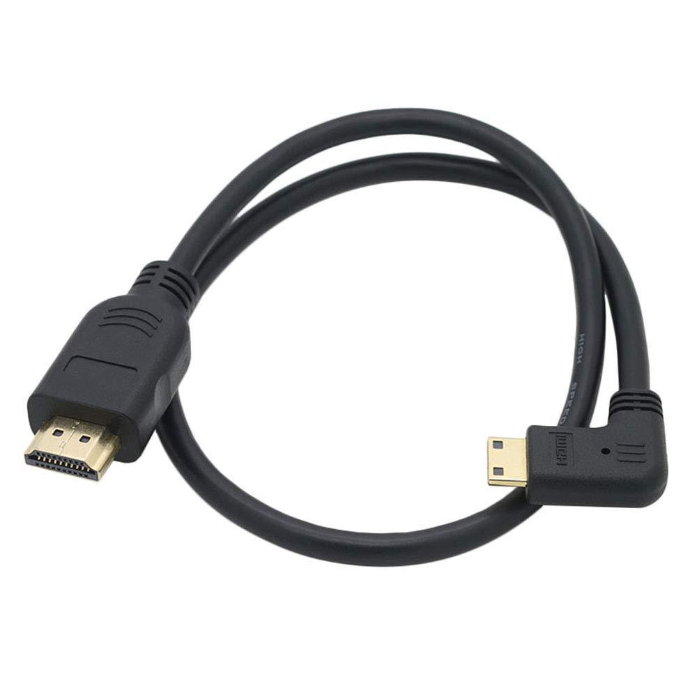Mini HDMI to HDMI Cable 90 Degree 50cm 19.6inch High Speed Gold Plated Mini HDMI Right Angle Male to HDMI Male Cable1080P 3D w/Ethernet (0.5m, Right Angle) 0.5m