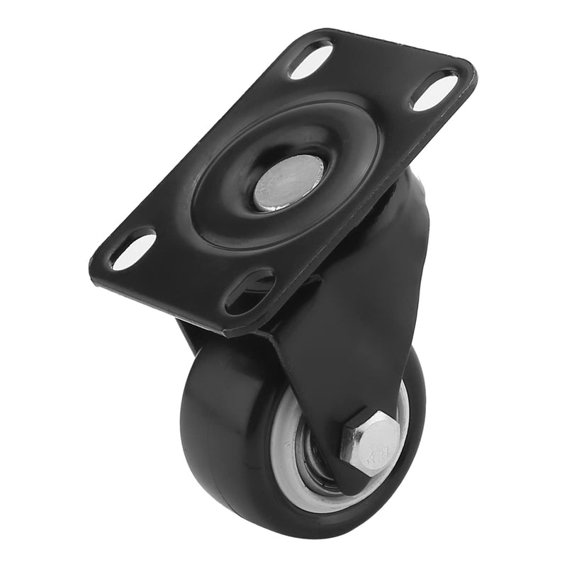 MroMax 1.5 Inch Swivel Caster Wheels PU 360 Degree Top Plate Mounted Caster Wheel 110lb Capacity Black Tone 1pcs