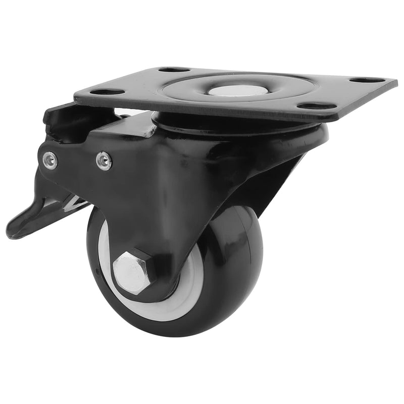 MroMax 2.5 Inch Swivel Caster Wheels PU 360 Degree Top Plate Mounted Caster Wheel with Brake, 176lb Capacity 1Pcs