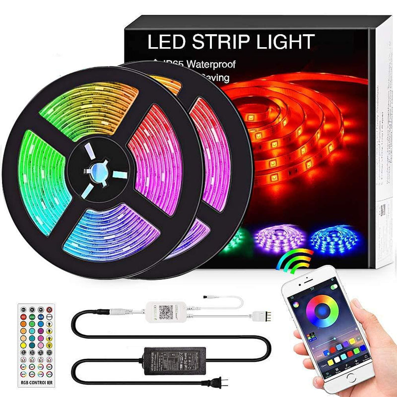 [AUSTRALIA] - Bluetooth LED Strip Lights Music Sync, 32.8FT/10M Waterproof RGB LED Light Strips for Bedroom 5050 300LEDs Color Changing Neon Lights APP Controlled Dimmable Tape Lights for TV, Bedroom,Party and Home 32.8ft-Music 