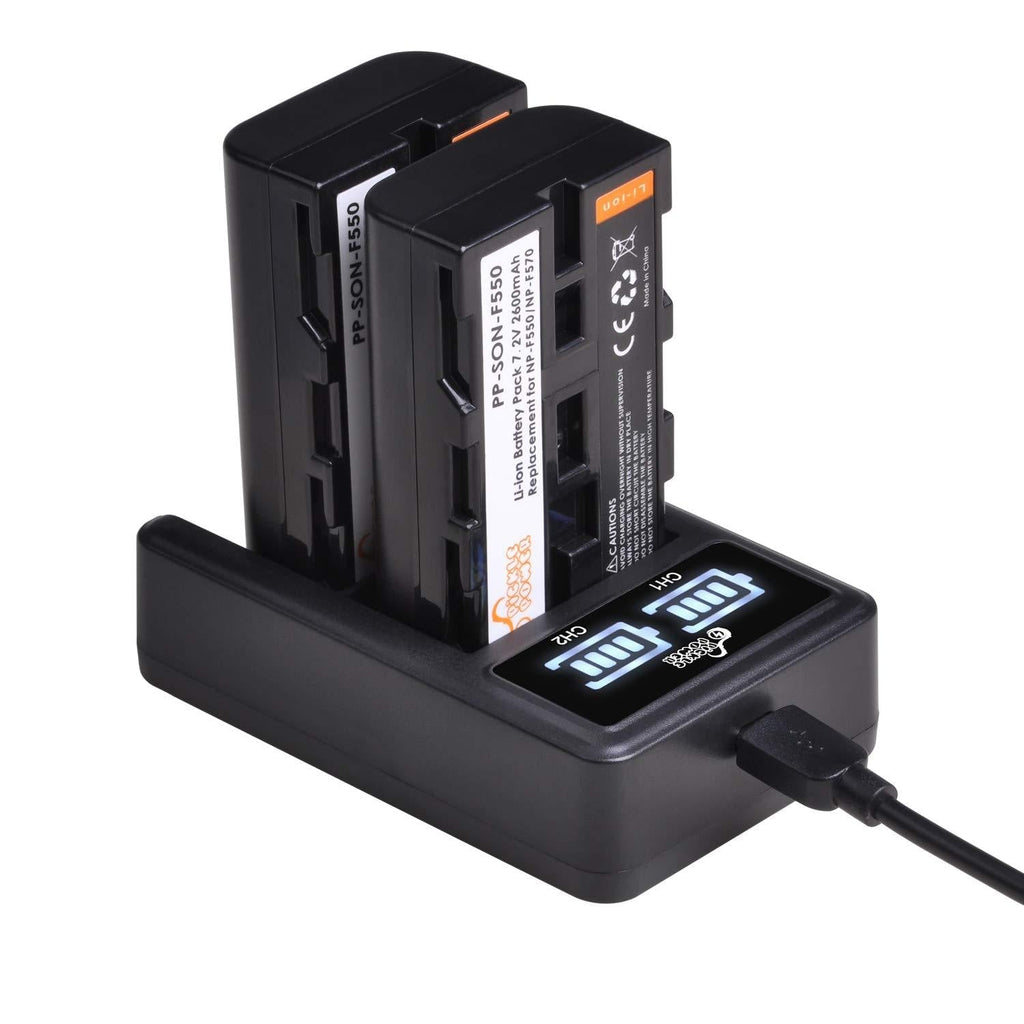 NP-F550 Pickle Power NP-F550 NP-F570 Battery and LED Dual Charger Replacement for Sony NP F970 F750 F770 F960 F550 F530 F330 F570 and TR516 TR716 TR818 TR910 TR917 CCD-SC55