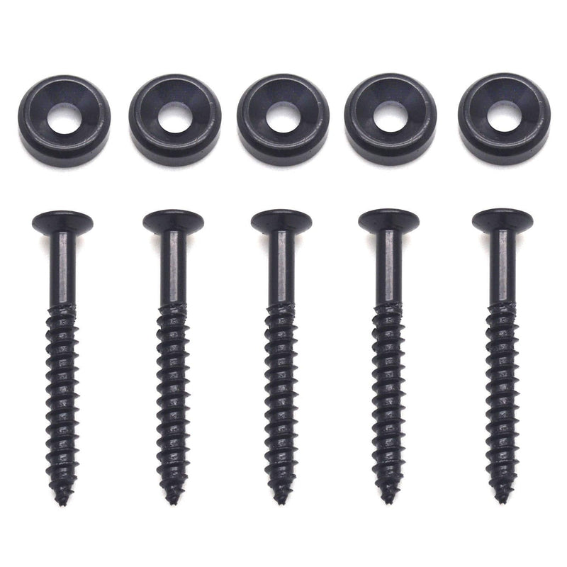 FarBoat 5Pcs Neck Plate Mounting Screws with Nuts for Electric Guitar Bass (Black) black