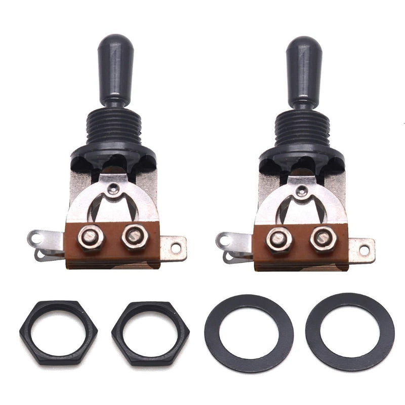 FarBoat 2Pcs Guitar 3 Way Pickup Toggle Switches Pickup Selector Nickle Plated with Screw Nuts and Washers Accessories for Epiphone Les Paul SG Guitar(Black) black coating