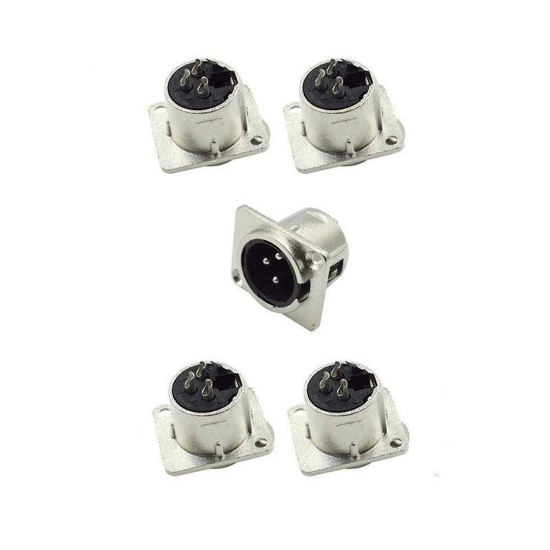 [AUSTRALIA] - QMseller XLR Male Jack 3 Pin - Panel Mount Jacks D Series Size XLR-M Connector - 5 Pack 