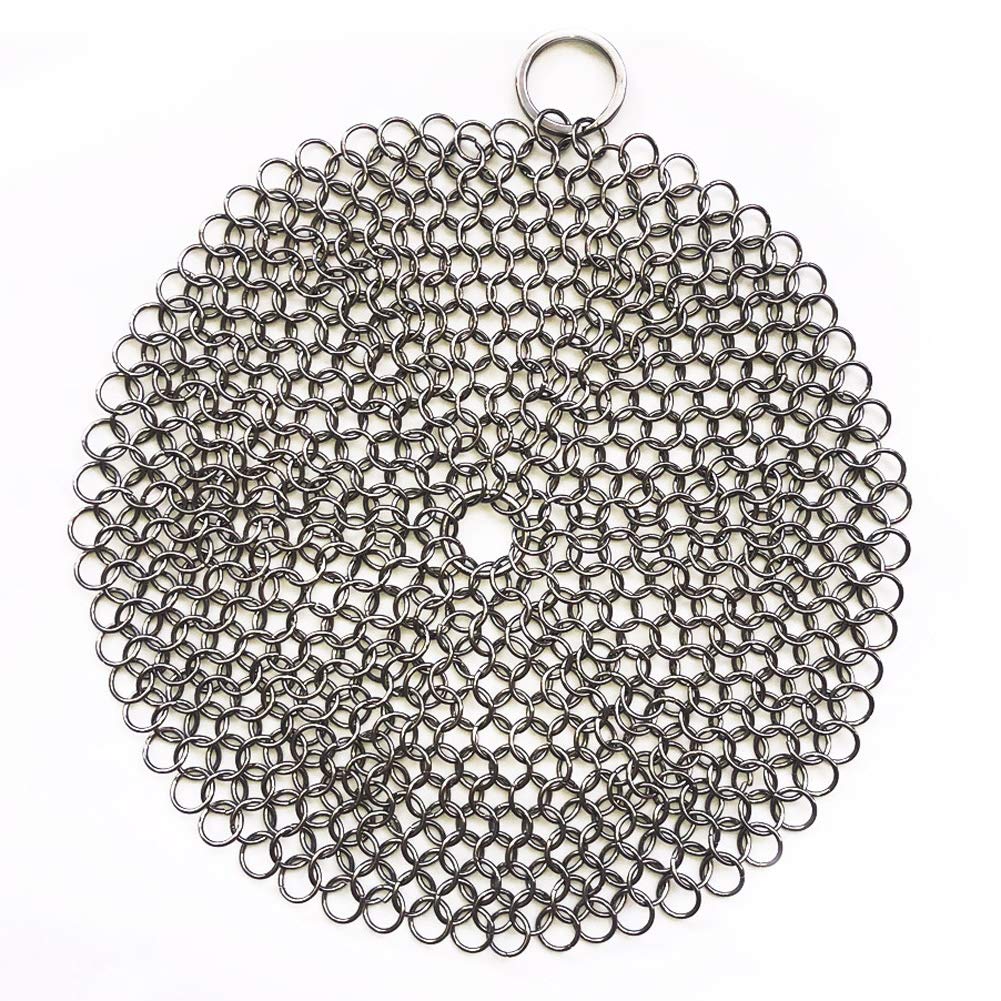 316 Premium Stainless Steel Cast Iron Cleaner, Chainmail Scrubber for Cast Iron Pan Pre-Seasoned Pan Dutch Ovens Waffle Iron Pans Scraper Cast Iron Grill Scraper Skillet Scraper HOVhomeDEVP (7 Inch) 7 Inch (Pack of 1)