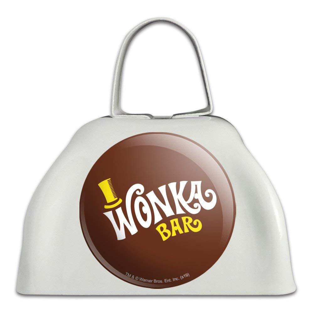 Willy Wonka and the Chocolate Factory Wonka Bar Logo White Metal Cowbell Cow Bell Instrument