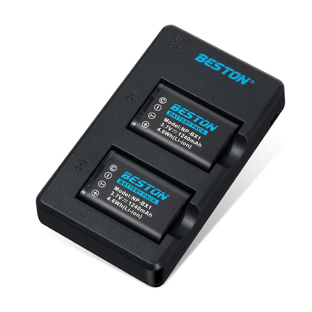 BESTON 2-Pack NP-BX1 Battery Packs and USB Fast Charger for Sony CyberShot ZV1 RX1 RX100 (II/III/IV/V/VA/VI/VII) and More