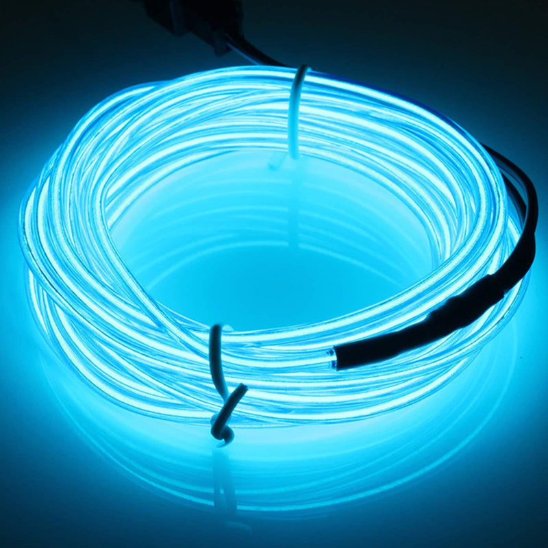 JIGUOOR EL Wire Battery Pack 9.8ft / 3m Bright Neon Light Strip 360° Illumination Neon Tube Rope Lights for DIY, Festival, Party Decoration, Pub, Halloween, Chrismas (9.8ft / 3m , Blue)