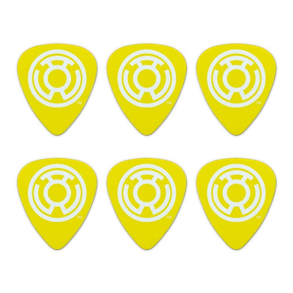 Green Lantern Blackest Night Sinestro Corps Yellow Lantern Logo Novelty Guitar Picks Medium Gauge - Set of 6