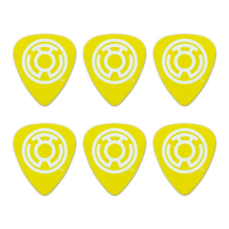 Green Lantern Blackest Night Sinestro Corps Yellow Lantern Logo Novelty Guitar Picks Medium Gauge - Set of 6