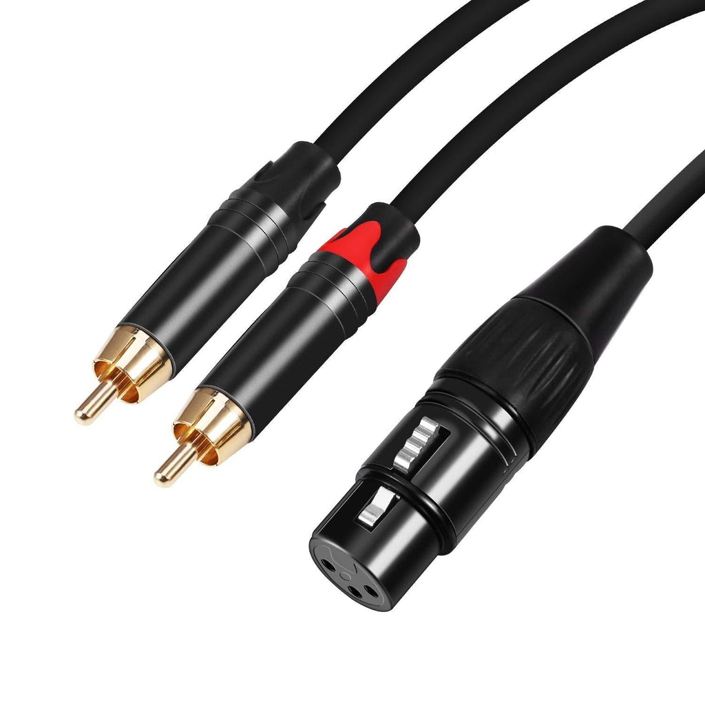 [AUSTRALIA] - Devinal XLR Female to Dual RCA Y Splitter Patch Cable, Unbalanced 2 Phono Plug to 1 XLR Y-Cable, Interconnect Duplicator Lead Cord Connector Adapter Heavy Duty Baking Paint 15 feet 15 FT 