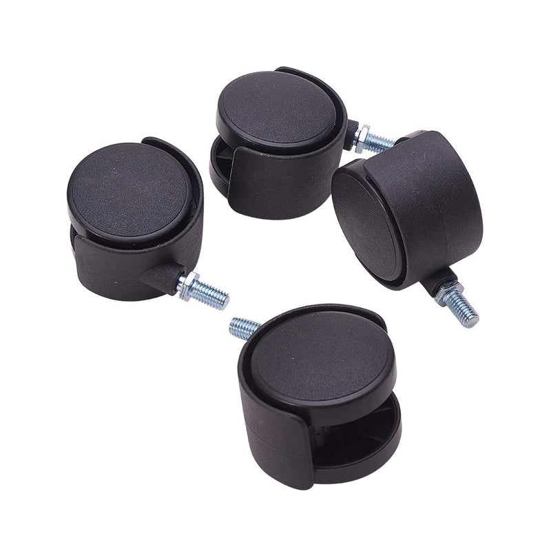 MroMax Threaded Stem 50mm Wheel Dia Swivel Caster Rotatable 15mm Threaded Length for Office Chair Furniture Industrial Equipments Machines Black 4Pcs