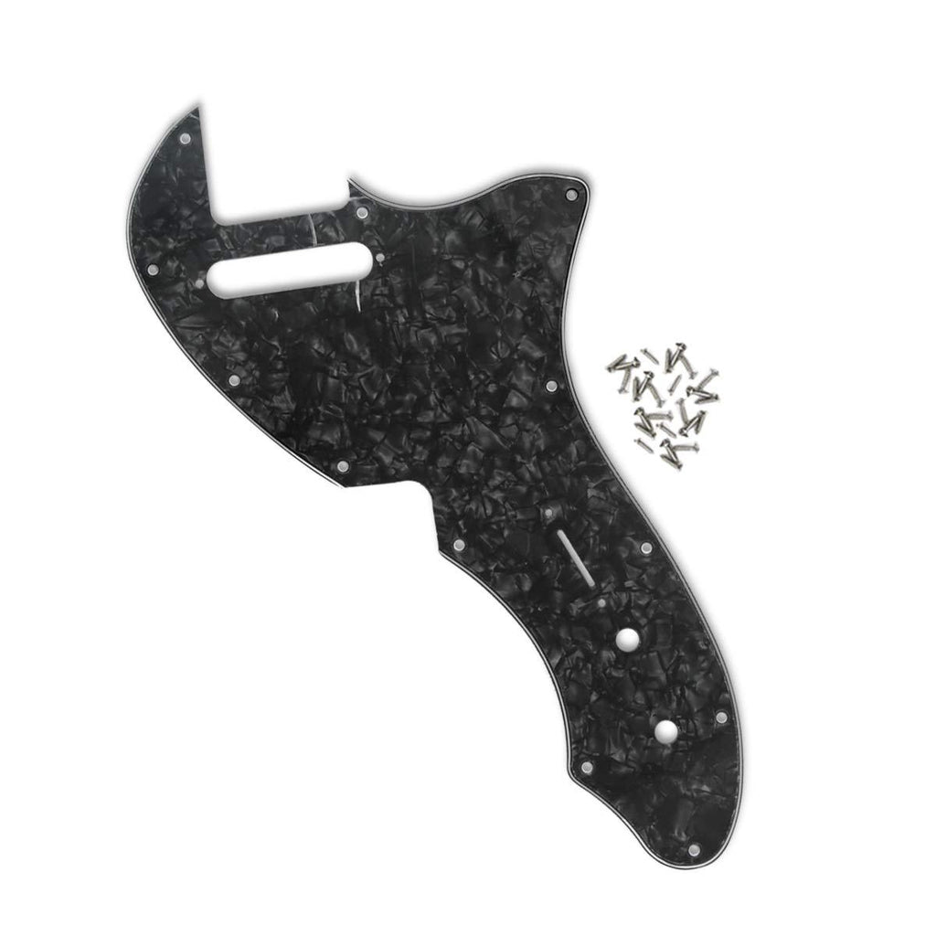 IKN Tele Thinline Pickguard Guitar Pick Guard Plate with Screws Fit 69 Telecaster Thinline Re-issue Guitar Part, 4Ply Black Pearl