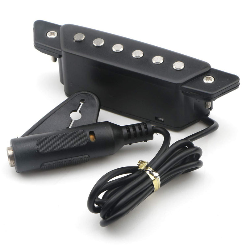 1pcs 6-String SH-85 Soundhole Pickup EQ Preamp Pickup with Active Power Jack for Folk Acoustic Guitar, Ukulele (Sanding Black)