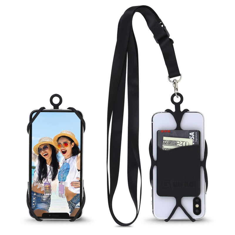 Gear Beast Universal Crossbody Pocket Cell Phone Lanyard Compatible with iPhone, Galaxy & Most Smartphones, Includes Phone Case Holder,Neck Strap Black