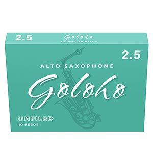 GOLOHO Alto Saxophone Reeds 2.5 for Alto Sax, 10 pack, Unfiled Cut, Strength 2.5