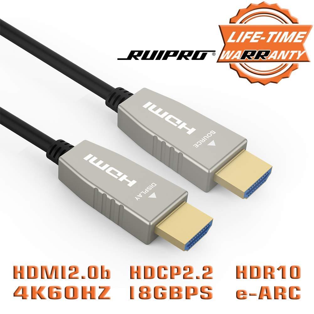 HDMI Fiber Cable RUIPRO 4K60HZ HDR 6 feet Light Speed HDMI2.0b Cable, Supports 18.2 Gbps, ARC, HDR10, HDCP2.2, 4:4:4, Ultra Slim and Flexible HDMI Optic Cable with Optic Technology (2m) 2m