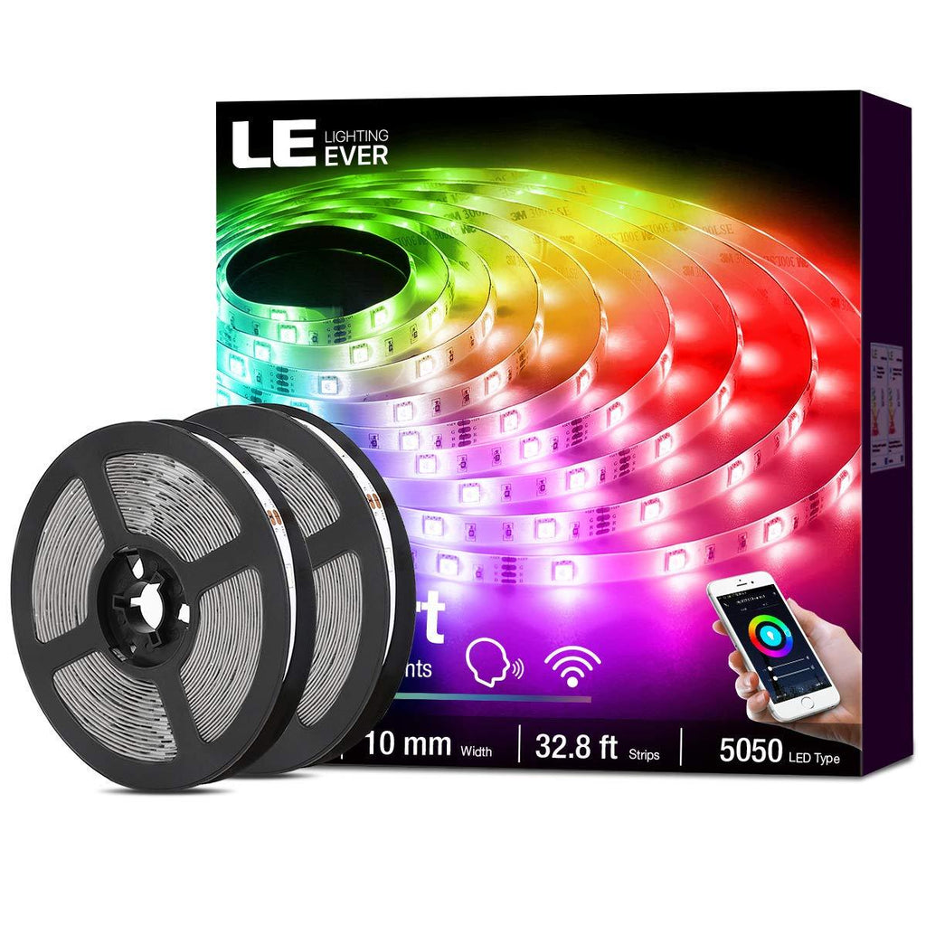 [AUSTRALIA] - LE LED Strip Lights, WiFi Smart 32.8ft Color Changing LED Strips, SMD 5050 LED Rope Light, App&Remote Controlled, Tape Light for Bedroom, Home and Kitchen 