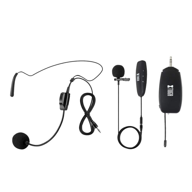 [AUSTRALIA] - XTUGA KX623 Wireless Microphone System,UHF Wireless Microphone Set with Headset Mic&Lavalier Lapel Mic,130ft Stable Wireless Transmission,plug and play for Speakers & Phones/Cameras Voice Recording/Sp 