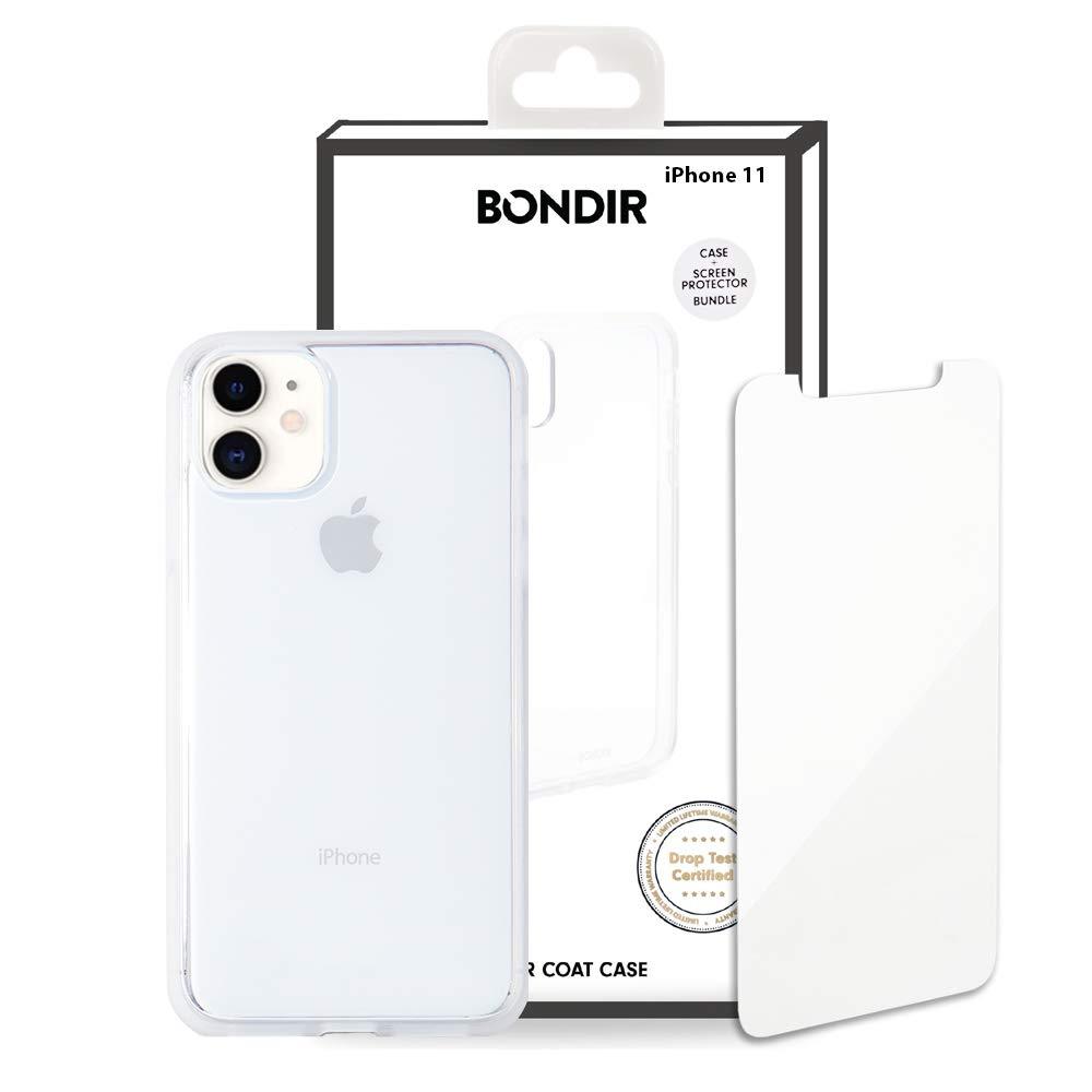 Bondir Clear Case and Screen Protector Bundle Pack [Military Drop Test Certified] Protective Cell Phone Case and Tempered Glass Screen Protector for Apple iPhone XR, iPhone 11