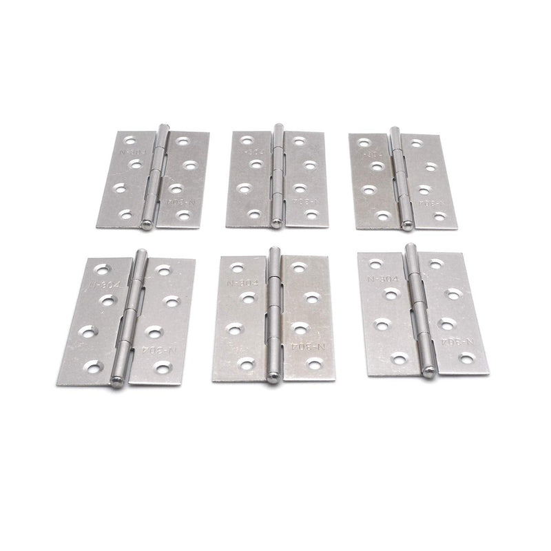 Mcredy Hinge Silver Stainless Steel 4-inch Hinges Pack of 6 6pcs,3.5"