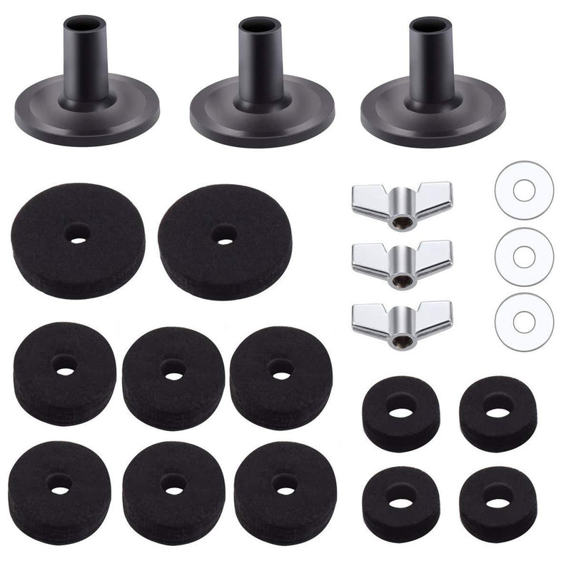 21 Pieces Cymbal Replacement Accessories, Amadget Cymbal Felts Hi-Hat Clutch Felt Hi Hat Cup Felt Cymbal Sleeves with Base Wing Nuts Replacement and Cymbal Washer for cymbal stackers