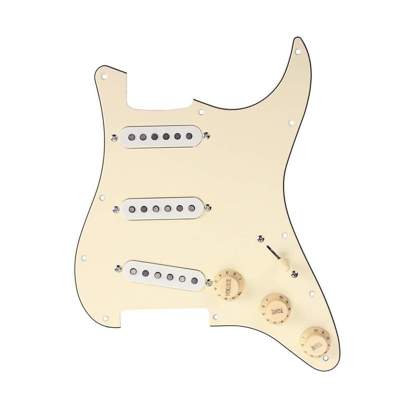 Swhmc 3Ply Cream Yellow Electric Guitar Prewired SSS Pickguard Loaded 3 Single Coil Alnico V Pickups for Fender Strat