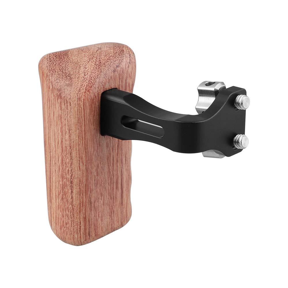 CAMVATE Wooden Hand Grip with 1/4"-20 Thumbscrew Knob for DSLR Camera Cage Rig (Left Hand)