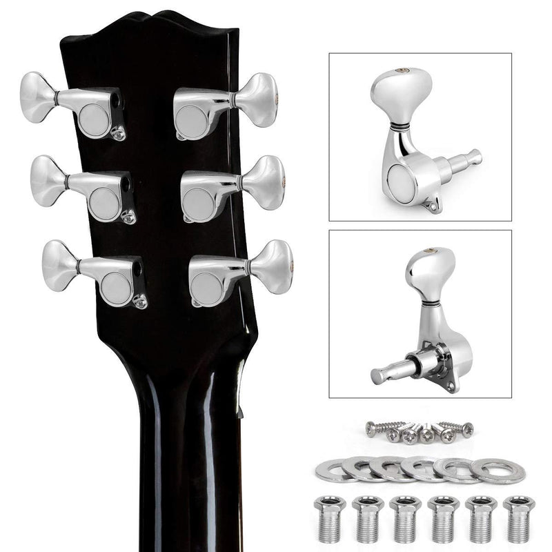 lotmusic Guitar Tuning Pegs, Tuners Machine, 18:1 3L3R, Tuner Keys Heads, Closed Chrome for Luthier DIY Repair (Shape C) Shape C