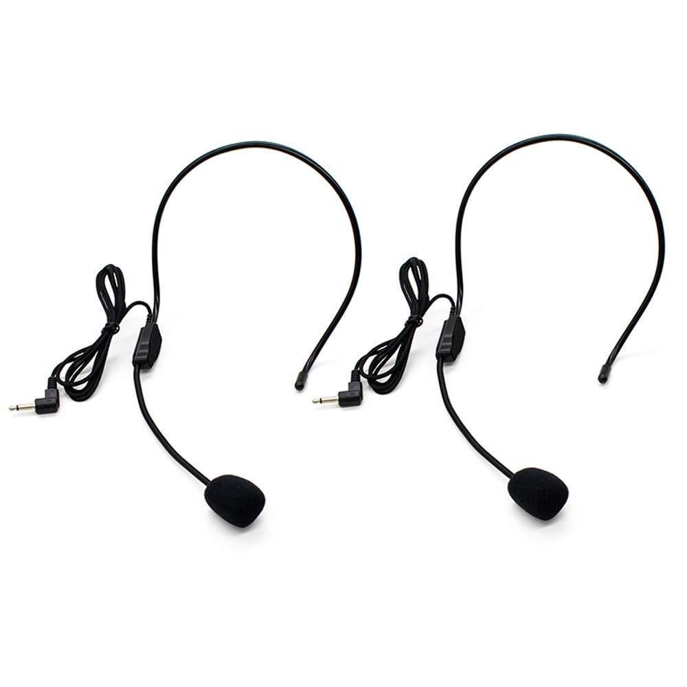 [AUSTRALIA] - AUEAR 2 Pack Headset Microphone Flexible Wired Boom Standard 3.5mm Connector Jack Black for Belt Pack Mic Systems Computer 